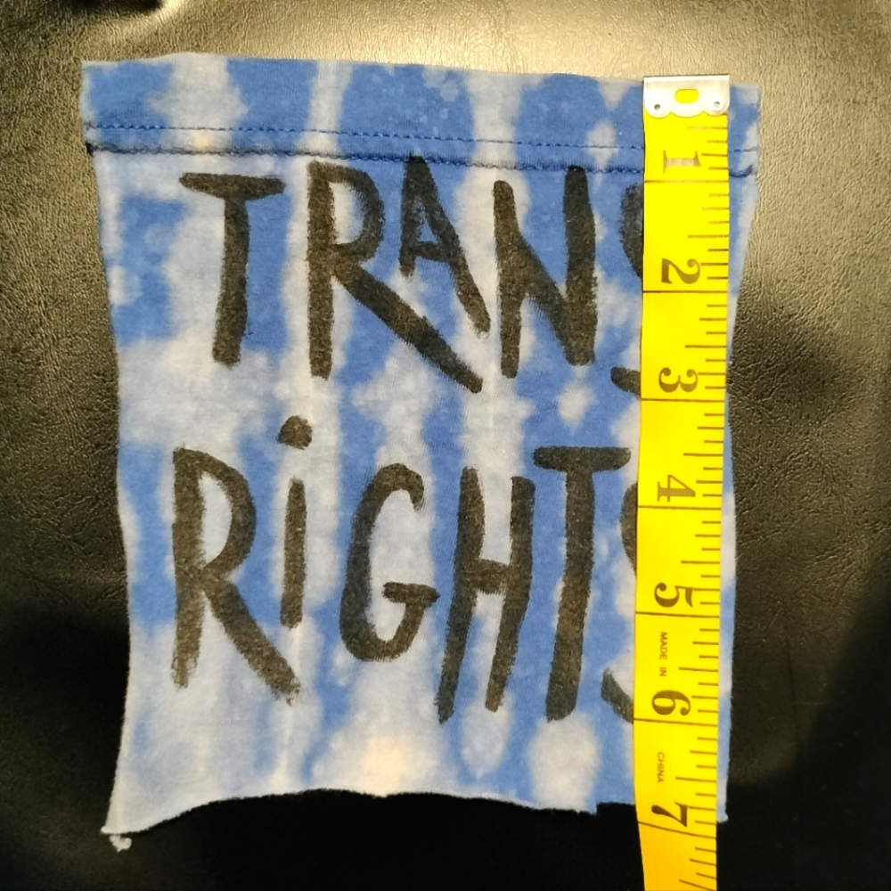 Blue Bleach Dyed Trans Rights Patch - Picture 4 of 4